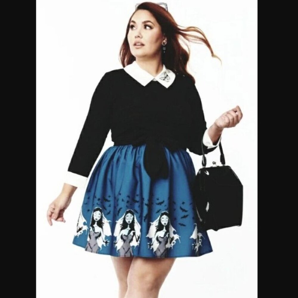 Unique Vintage x Tim Burton's Corpse Bride mini swing skirt, Large L(10/12)